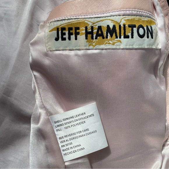 Jeff Hamilton NBA All Teams Patchwork Pink Leather Jacket - Picture 5 of 10